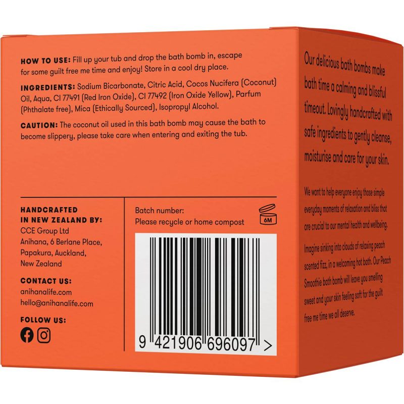 Anihana Bath Bomb Peach Smoothie Pack