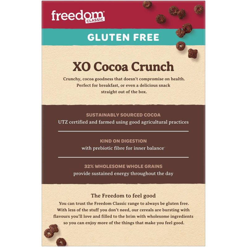 Freedom Cocoa Chocolate Crunch Gluten Free GF Breakfast Cereal 360g