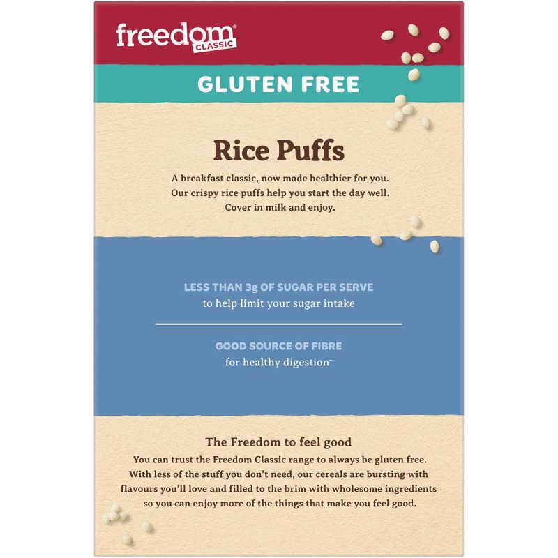 Freedom Rice Puffs Gluten Free GF Breakfast Cereal 250g