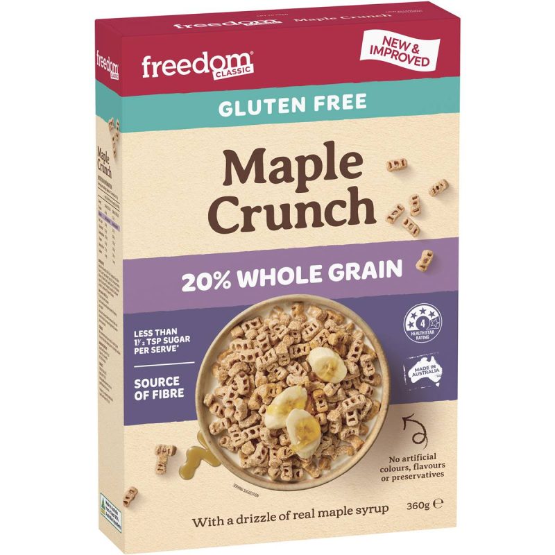 Freedom Maple Crunch Gluten Free GF Breakfast Cereal 360g