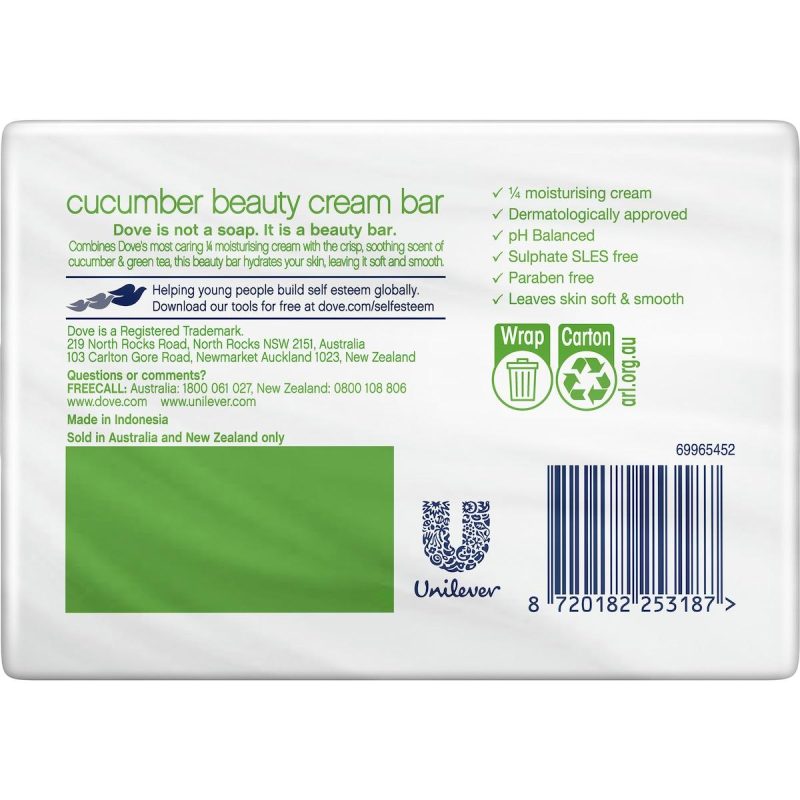 Dove Cucumber Beauty Cream Soap Bar 90g X 4 Bars
