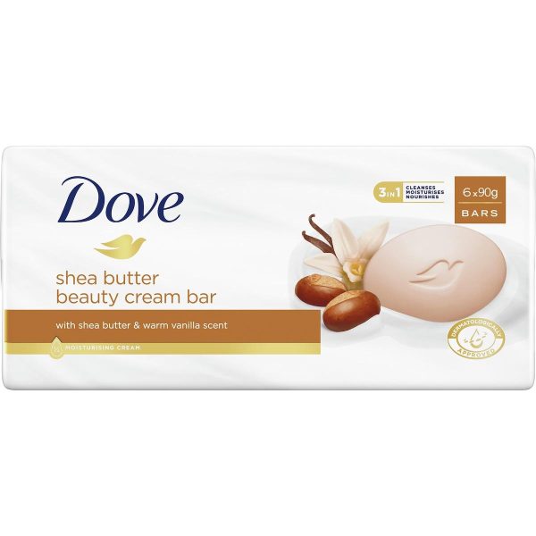 Dove Shea Butter Beauty Cream Soap Bar 90g X 6 Bars