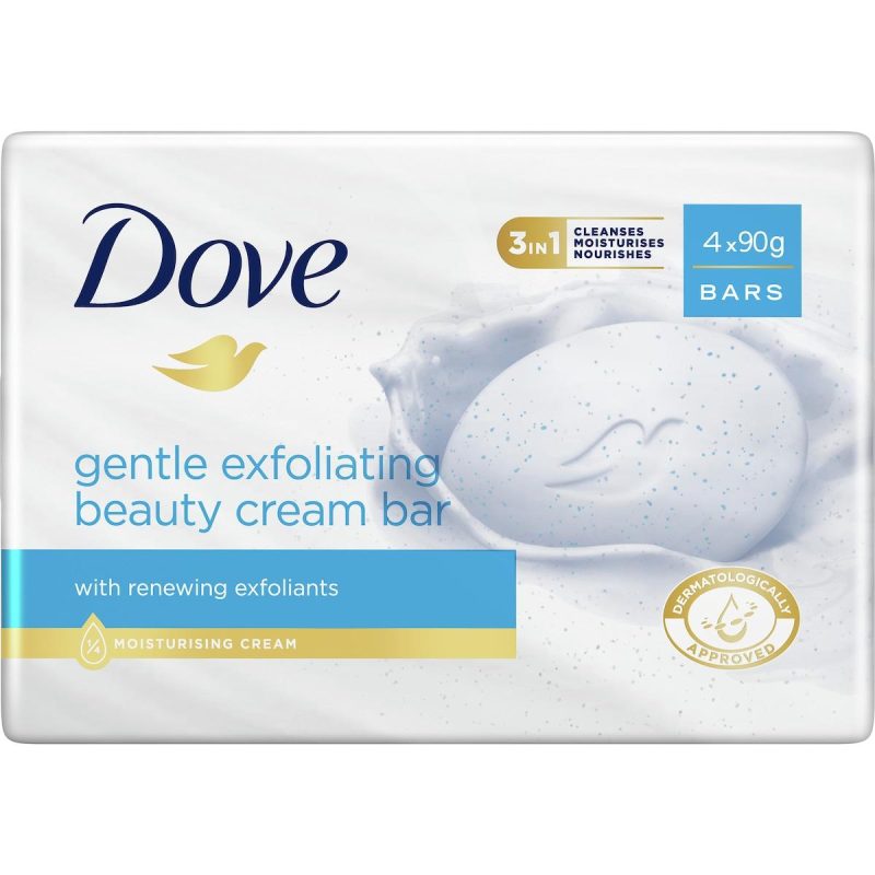 Dove Gentle Exfoliating Beauty Cream Soap Bar 90g X 4 Bars