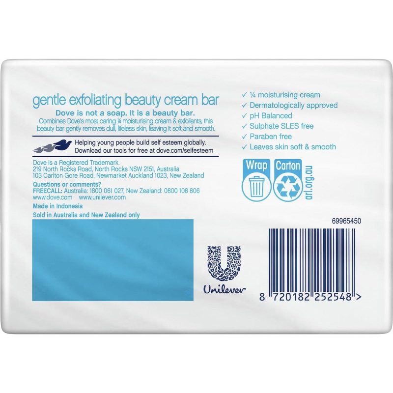 Dove Gentle Exfoliating Beauty Cream Soap Bar 90g X 4 Bars