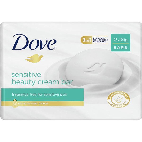 Dove Sensitive Beauty Cream Soap Bar 90g X 2 Bars
