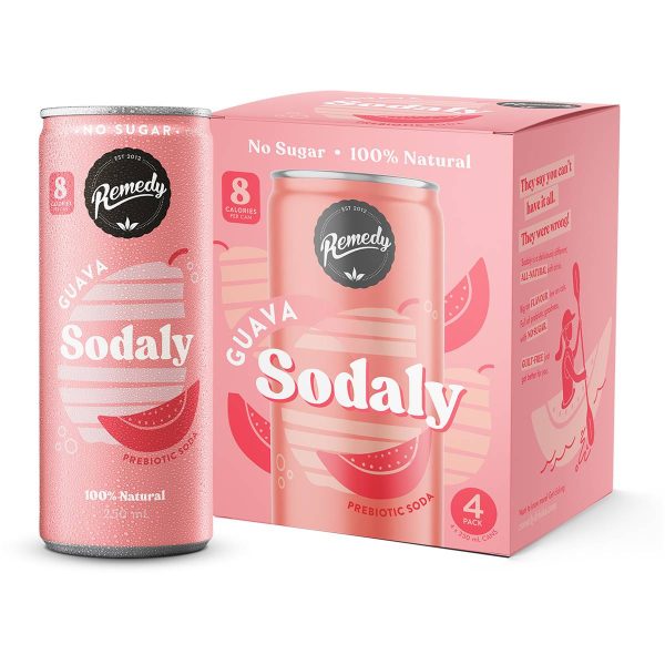 Remedy Sodaly Prebiotic Soda No Sugar Guava Can 250ml X 4 Pack