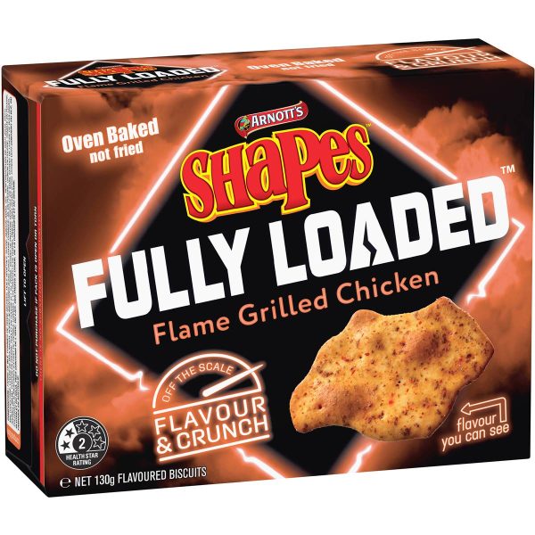 Arnotts Shapes Crackers Biscuits Fully Loaded Flame Grilled Chicken 130g