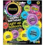 Illooms LED Light Up Glow Happy Birthday Balloons 15 Pack