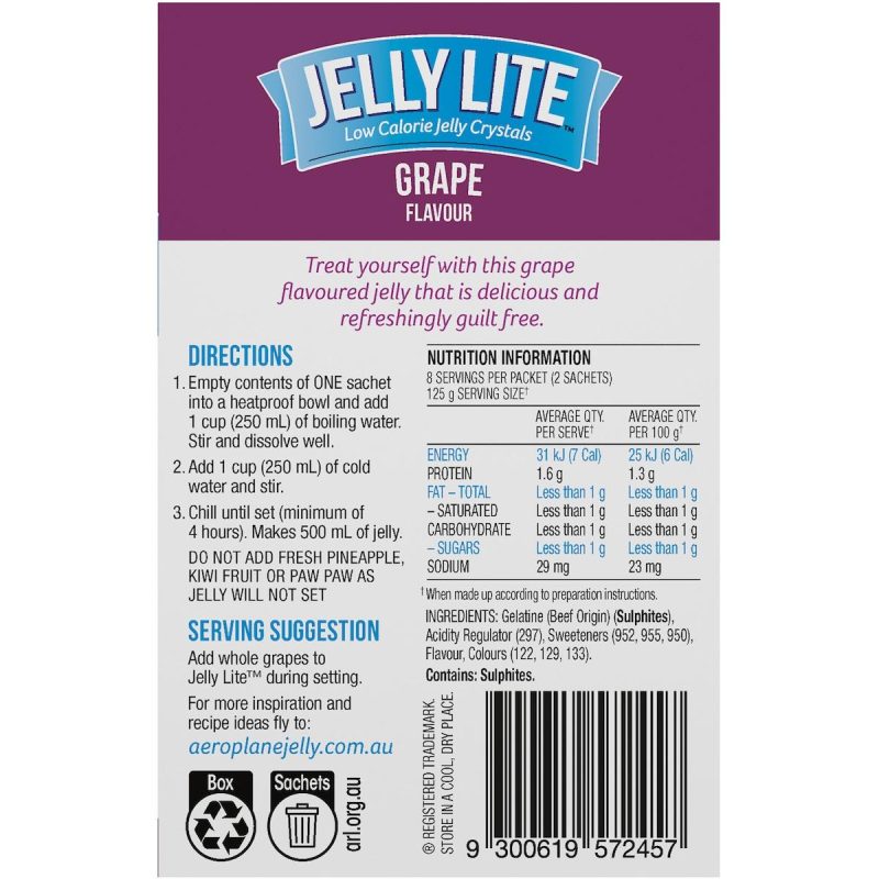 Aeroplane Jelly Lite Grape Low Calorie Jelly Powder 18g
