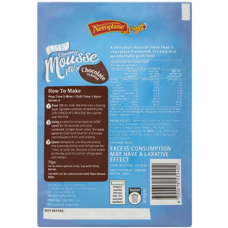 Aeroplane Lite Creamy Chocolate Mousse Mix 53g