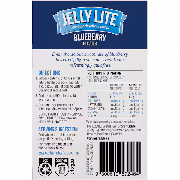 Aeroplane Jelly Lite Blueberry Low Calorie Jelly Powder 18g