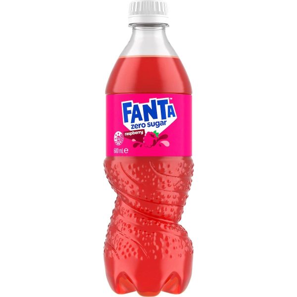 Fanta Raspberry Zero Sugar Soft Drink Bottle 600ml
