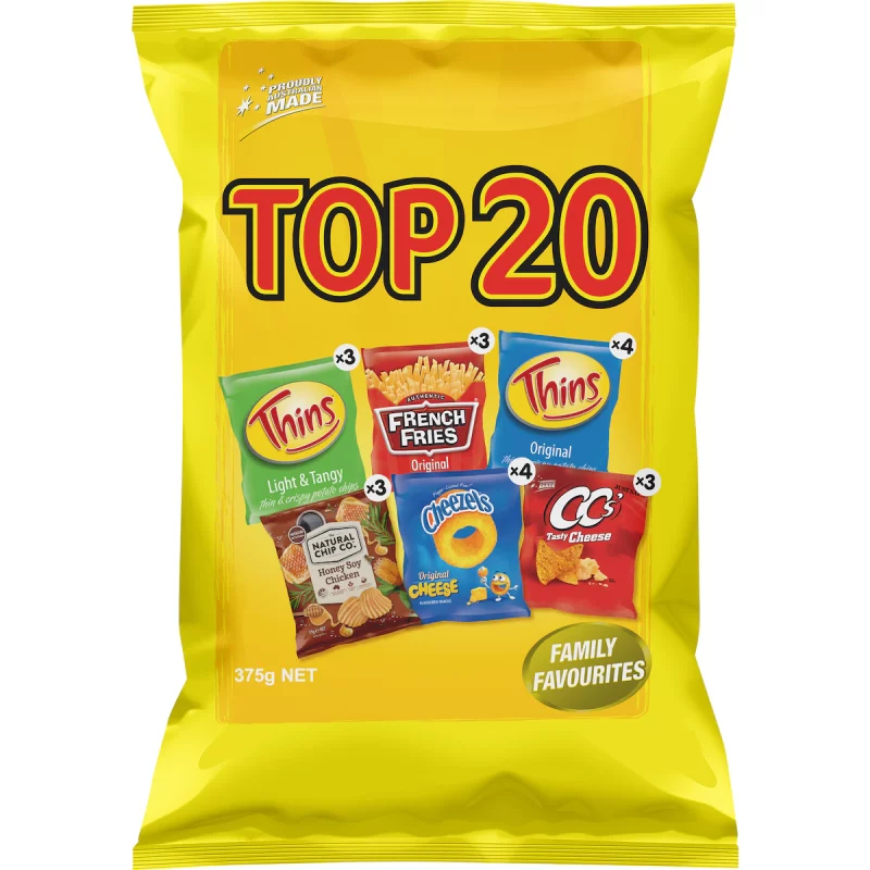 Thins Chips Top 20 Variety Multipack 20 Pack 375g