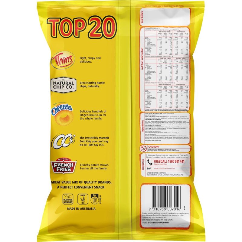 Thins Chips Top 20 Variety Multipack 20 Pack 375g