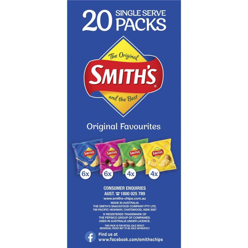 Smiths Potato Chips Original Favourites Multipack Variety 20 Pack