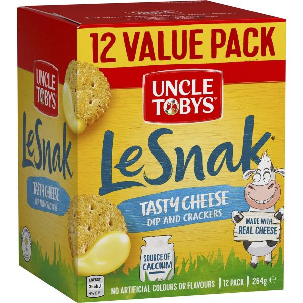 Uncle Tobys Le Snak Tasty Cheese Dip and Crackers 12 Pack