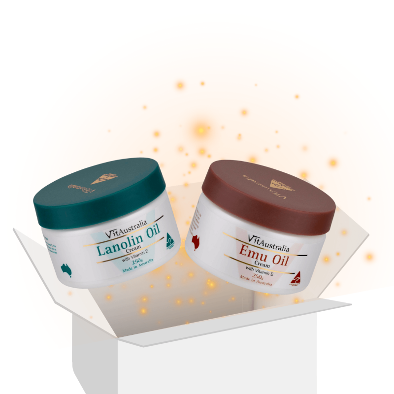 Australian Vitaustralia Emu Oil and Lanolin Skin Creams Gift Box Set Bundle