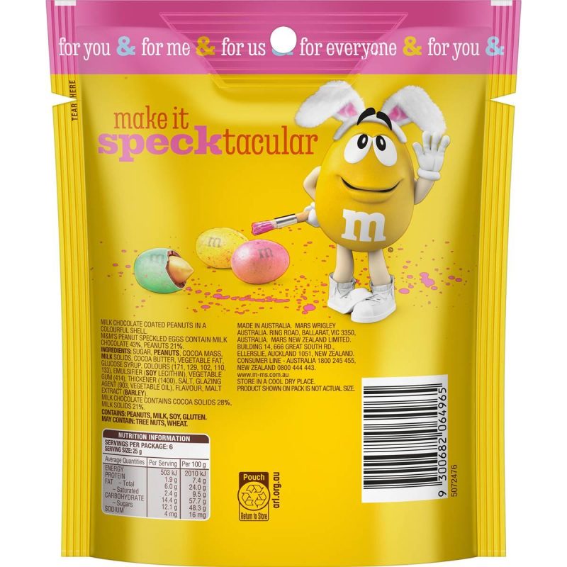 M&Ms Peanut Speckled Chocolate Easter Eggs Pack 150g
