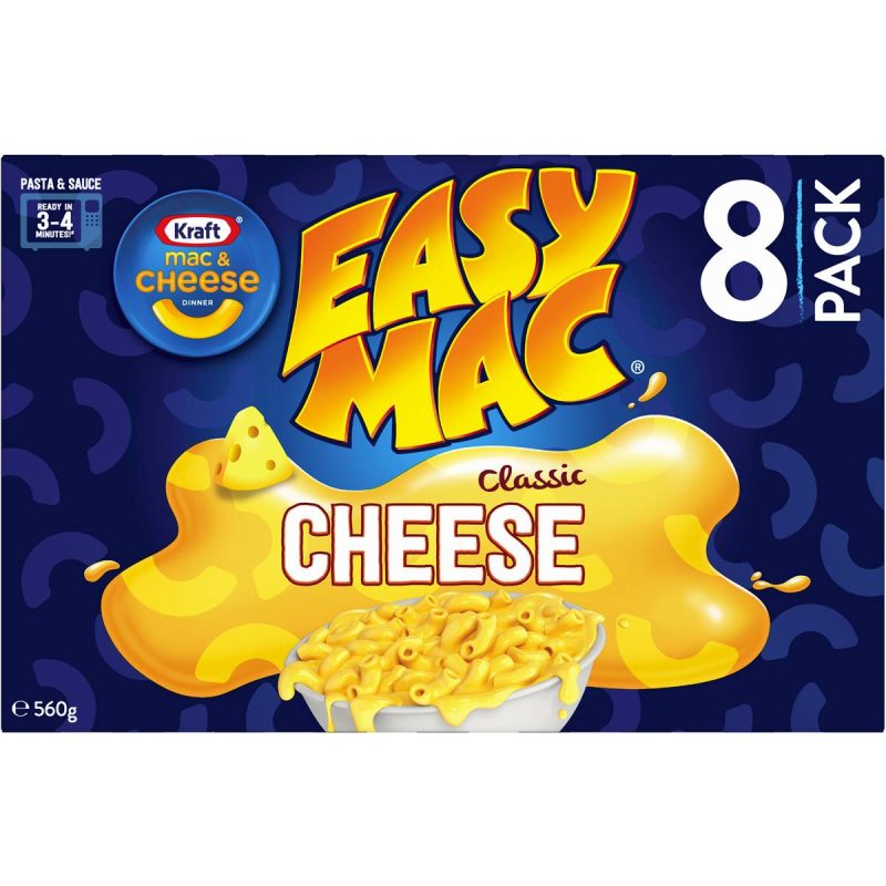 Kraft Easy Mac and Cheese Macaroni Pasta Classic Box 8 Pack 560g