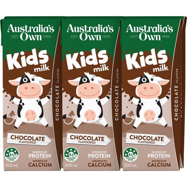 Australias Own Kids Chocolate Flavoured Milk Carton 200ml X 6 Cartons