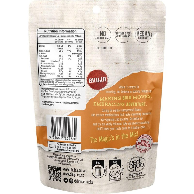 Majans Bhuja Crunchy Seasoned Peas Snack Bag 160g