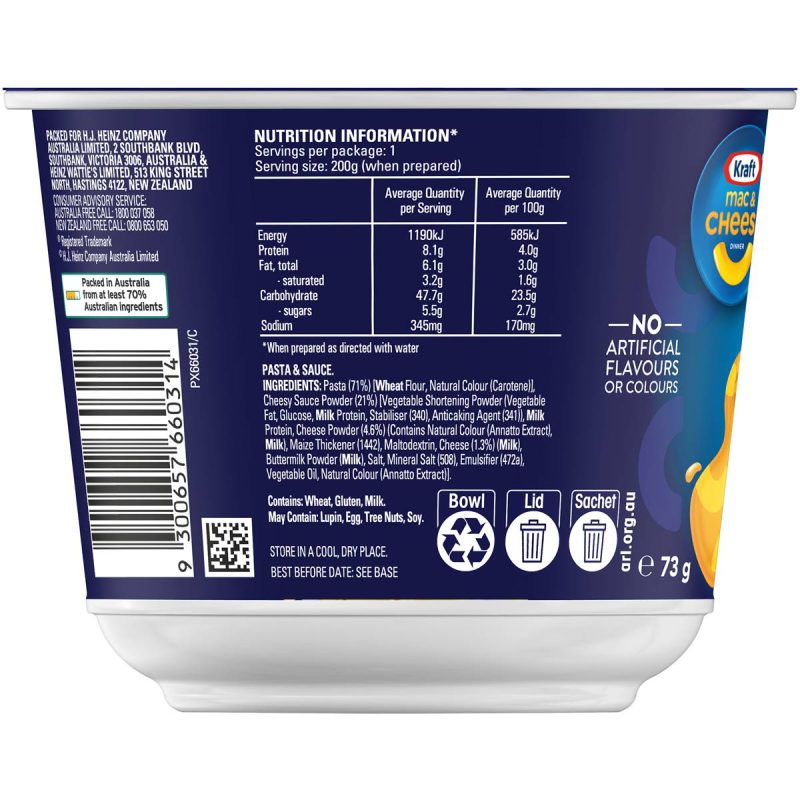 Kraft Easy Mac and Cheese Macaroni Pasta Bowl 73g X 4 Cups