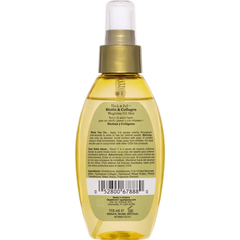 OGX Thick and Full Biotin and Collagen Oil Mist Hair Spray 118ml