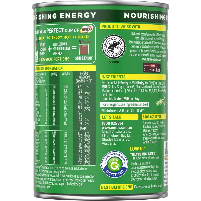 Nestle Milo Chocolate Choc-Malt Malted Drinking Chocolate 200g Tub