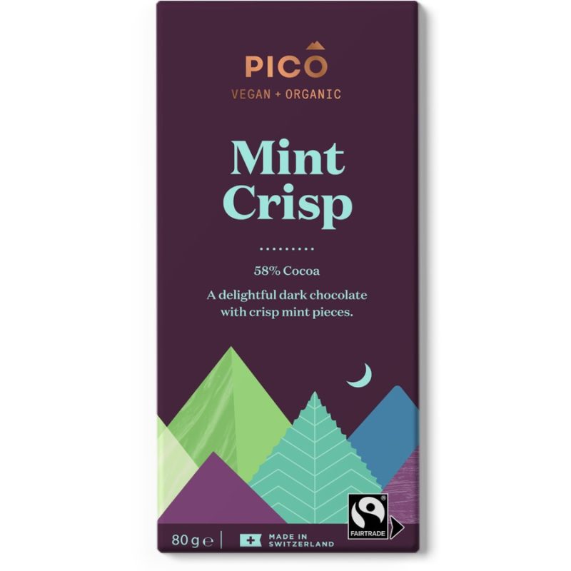 Pico Mint Crisp Vegan Organic Chocolate Block 80g