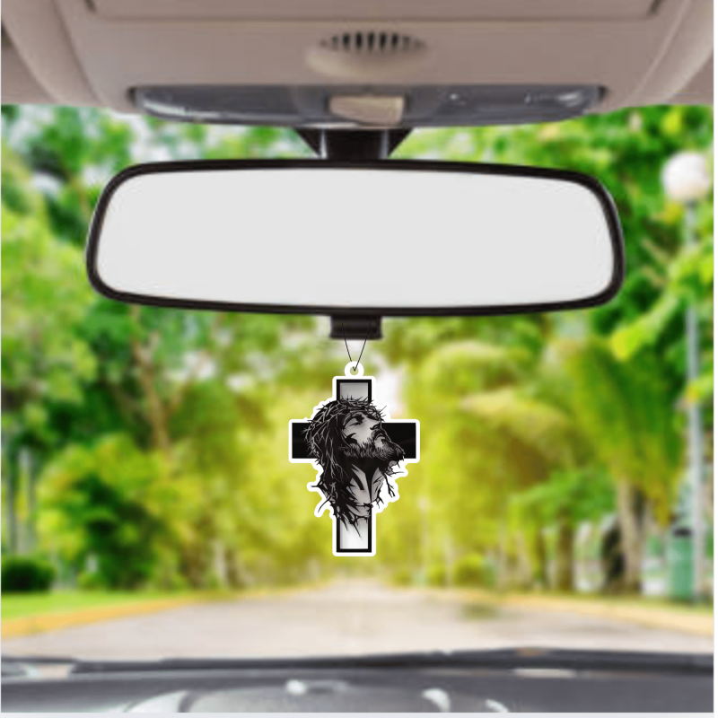 Jesus Christ Crucifixion Cross Black Ice Car Air Freshener