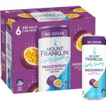 Mount Franklin Lightly Sparkling Water Passionfruit Cans 250ml X 6 Pack