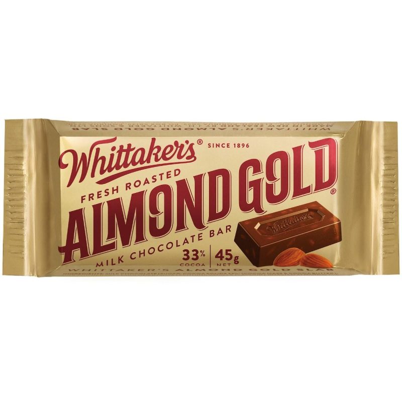 Whittakers Almond Gold Slab Chocolate Block 45g X 6 Bars