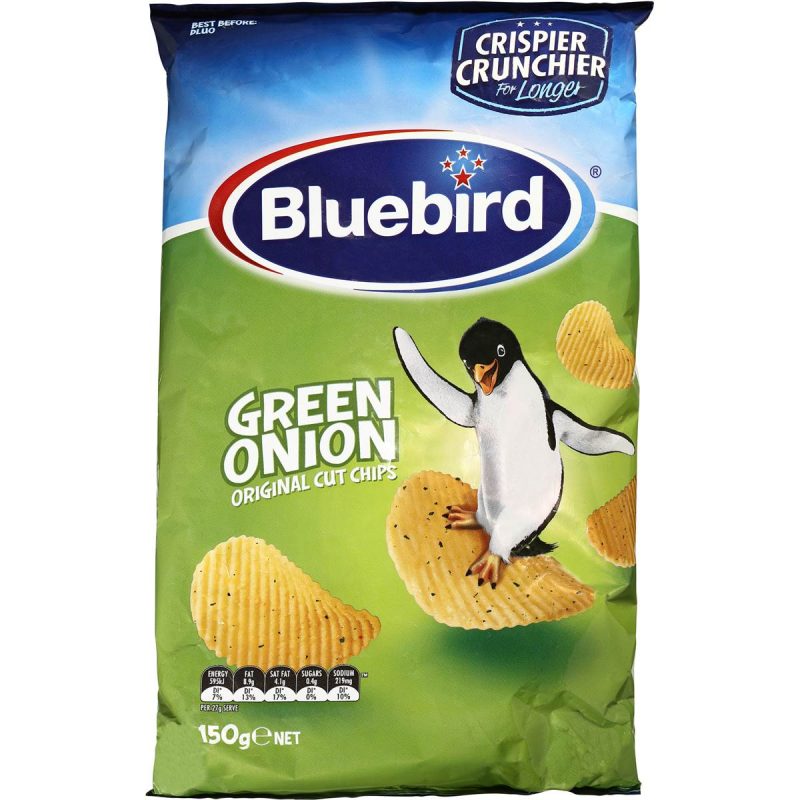 Blue Bird Original Green Onion Cut Potato Chips NZ Snack 150g