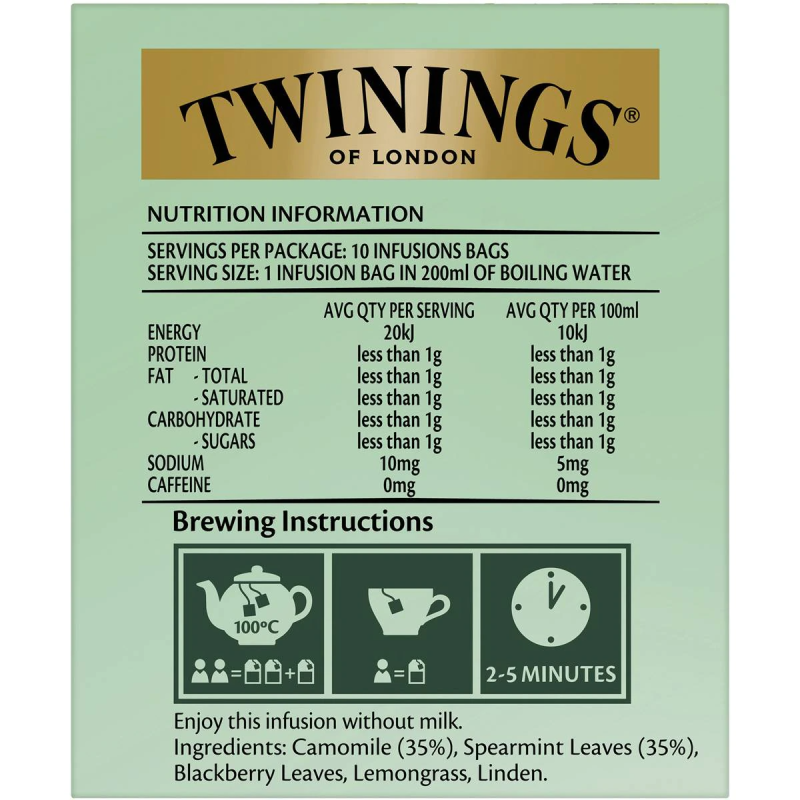 Twinings Camomile Spearmint Tea Bags 10 Pack