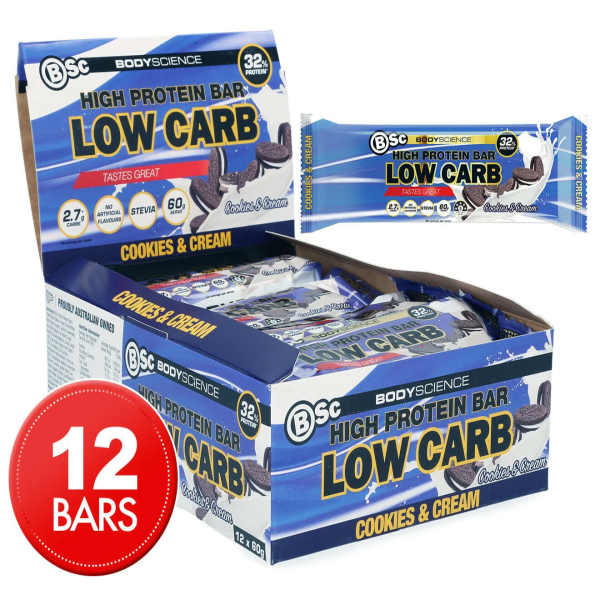 BSC High Protein Bar Cookies and Cream 60g X 12 Bars