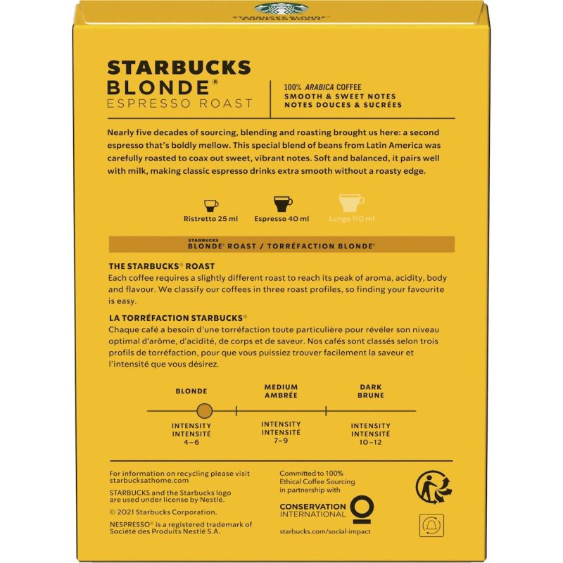 Starbucks Nespresso Blonde Espresso Roast Coffee Pods Capsules 36 Pack
