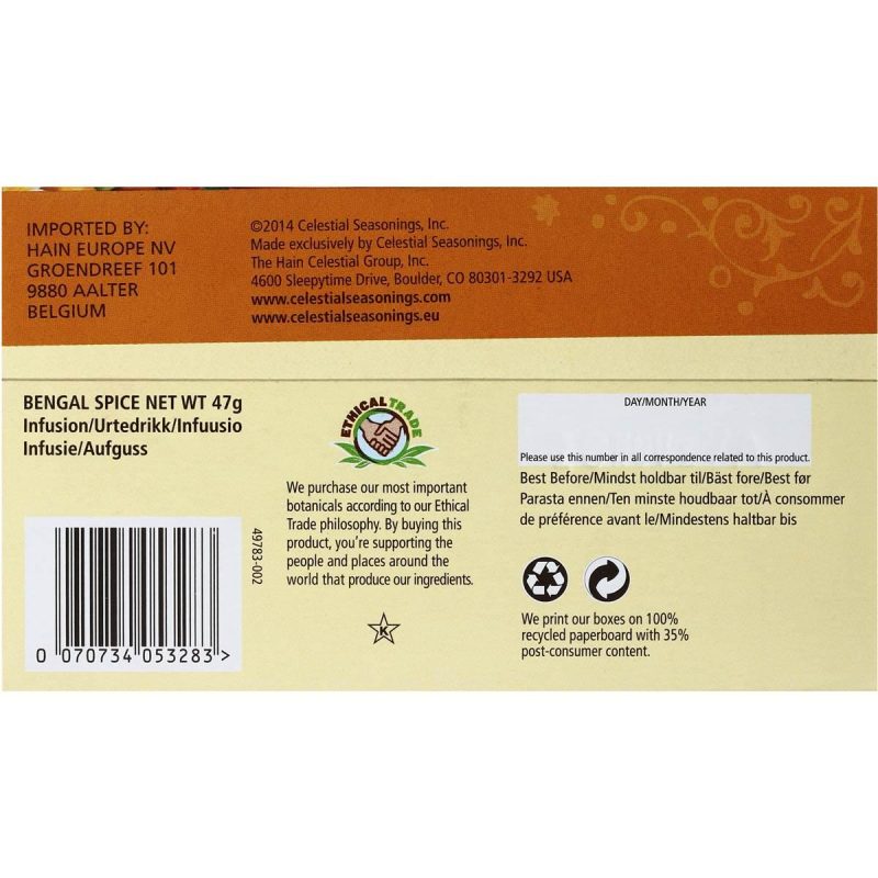 Celestial Bengal Spice Herbal Tea Bags 20 Pack