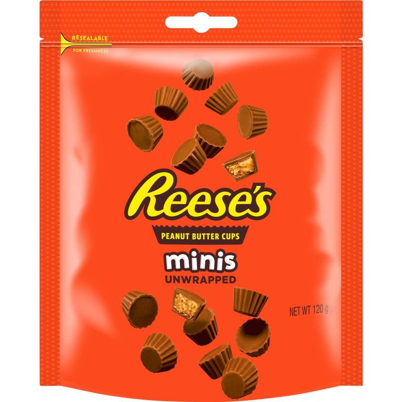 Indulge in the delightful taste of Reese's Mini Peanut Butter Cups with this convenient 120g bag. Perfect for snacking on the go or sharing with friends, these bite-sized treats offer the perfect blend of creamy peanut butter and rich milk chocolate. Grab a bag today and satisfy your cravings!