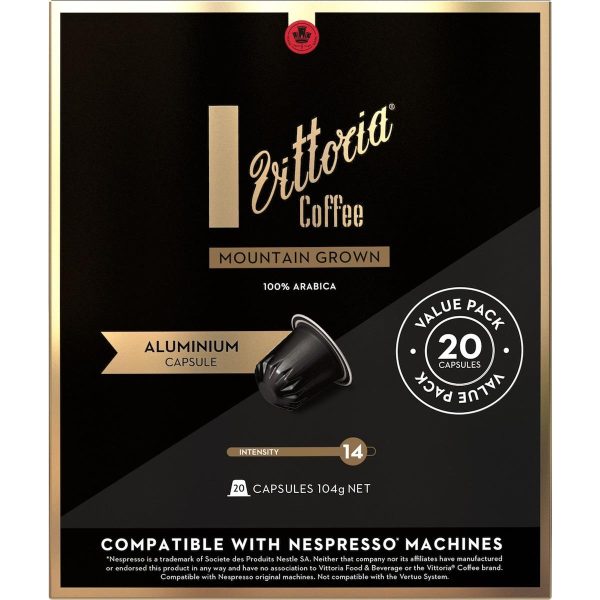 Vittoria Mountain Grown Coffee Pods Capsules 20 Pack
