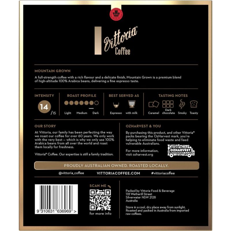 Vittoria Mountain Grown Coffee Pods Capsules 20 Pack