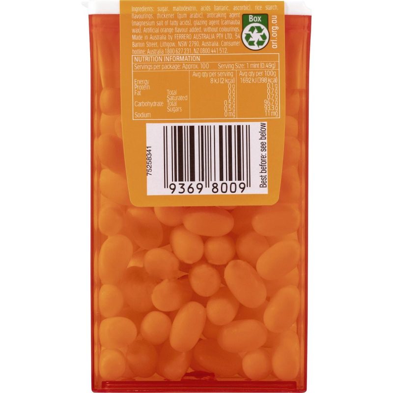 Tic Tac Orange Flavoured Mints 49g Pack X 6 Packs