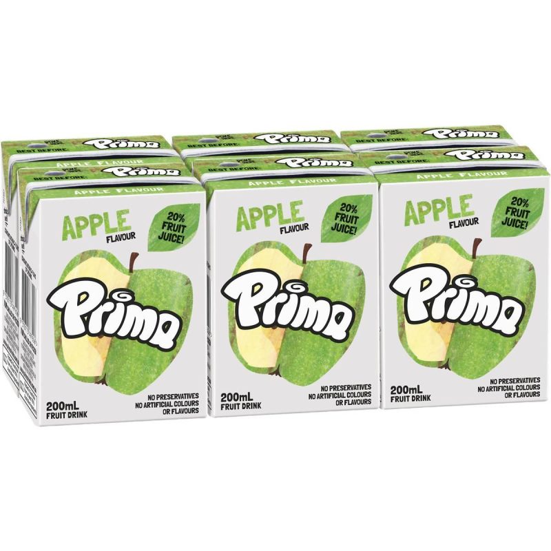 Prima Apple Fruit Juice Kids Drink Box 200ml x 6 Pack