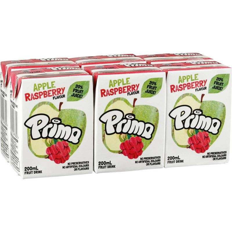 Prima Apple Raspberry Fruit Juice Kids Drink Box 200ml x 6 Pack