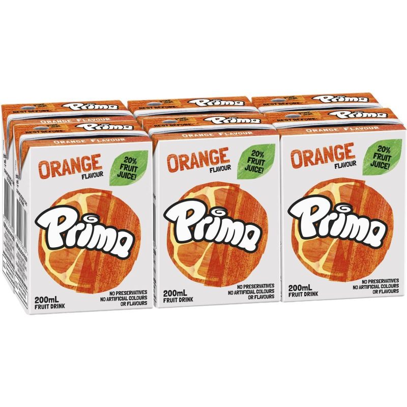 Prima Orange Fruit Juice Kids Drink Box 200ml x 6 Pack