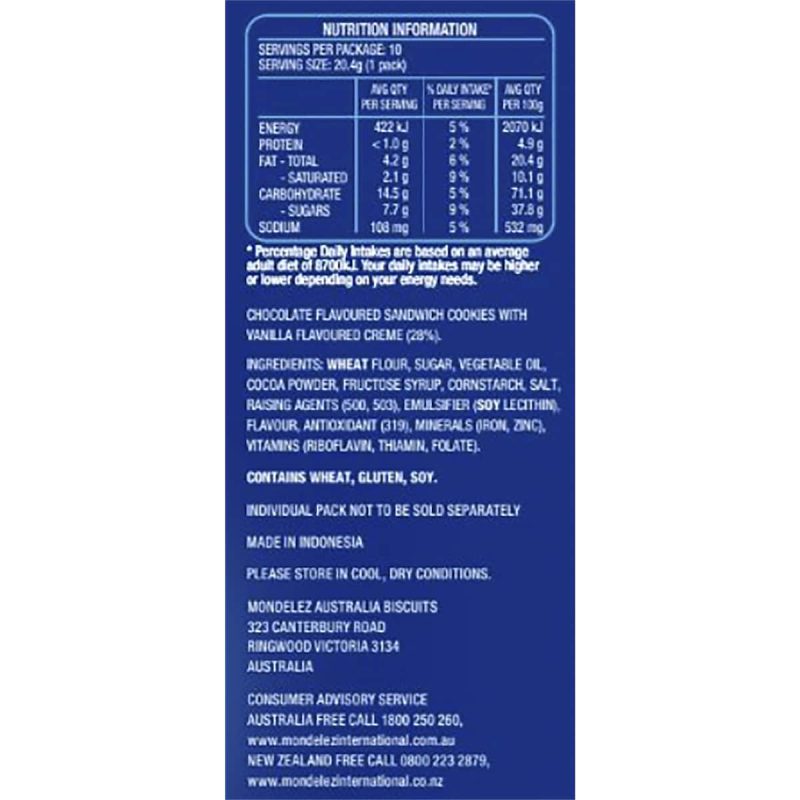 Oreo Original Mini Cookies Biscuits 10 Pack 204g