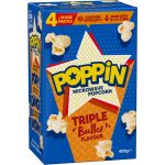 Poppin Microwave Popcorn Triple Butter Flavour Box 4 Pack
