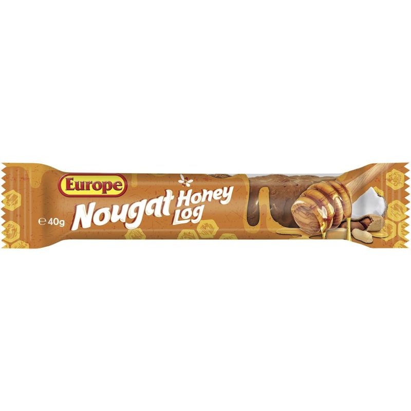 Europe Nougat Honey Log Chocolate Bar 40g X 6 Bars