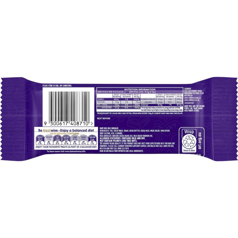 Cadbury Twirl Milk Chocolate Bar 40g X 6 Bars