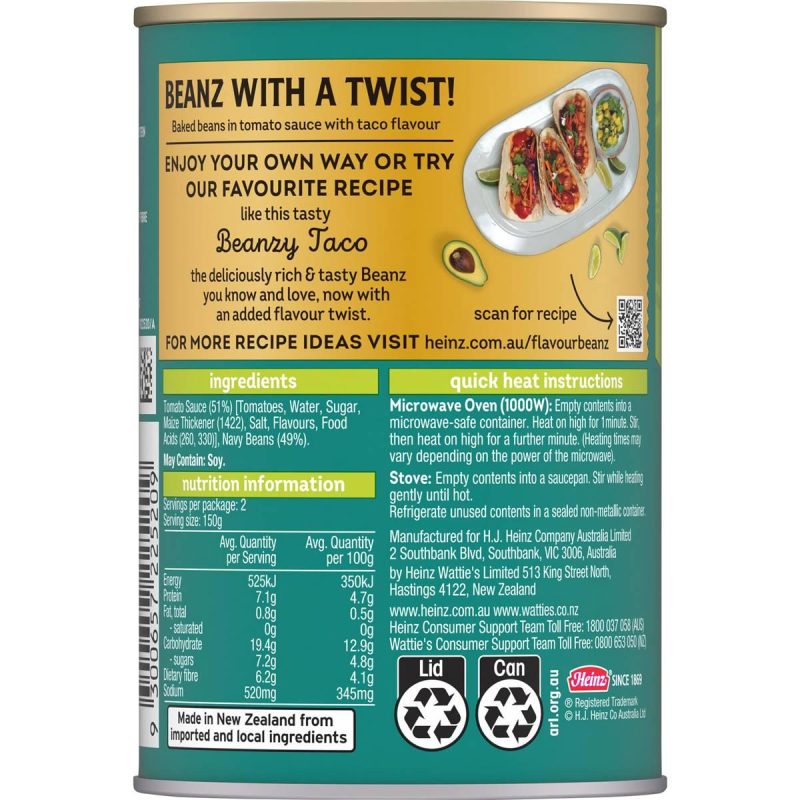 Heinz Baked Beans Taco Flavour Can 300g