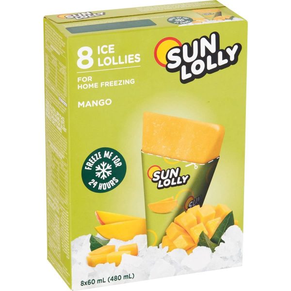 Sun Lolly Frozen Ice Lollies Mango Kids Summer Treats Snacks 8 Pack X 60ml